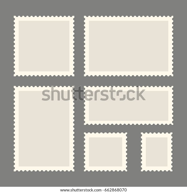 Postage\
stamps template. Blank rectangle and square postage stamps. Flat\
style modern vector illustration with retro colors. For for\
envelopes, postcards or letter retro style\
paper.