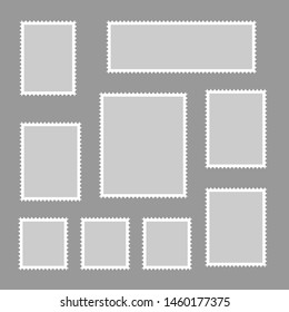 Postage stamps vector vintage border post mail.  Postmark perforated paper.