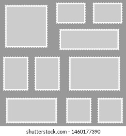 Postage stamps vector vintage border post mail.  Postmark perforated paper.