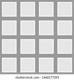 Postage stamps vector vintage border post mail.  Postmark perforated paper.