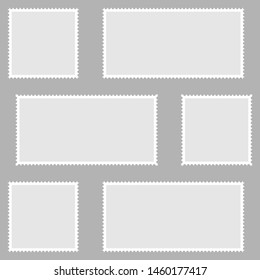 Postage stamps vector vintage border post mail.  Postmark perforated paper.