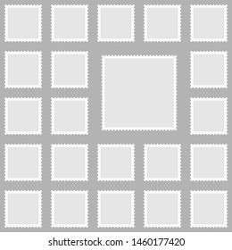 Postage stamps vector vintage border post mail.  Postmark perforated paper.