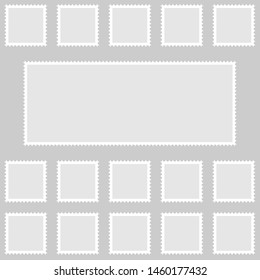 Postage stamps vector vintage border post mail.  Postmark perforated paper.
