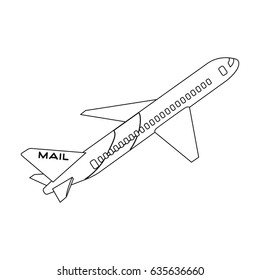 Postal aircraft.Mail and postman single icon in outline style vector symbol stock illustration web.