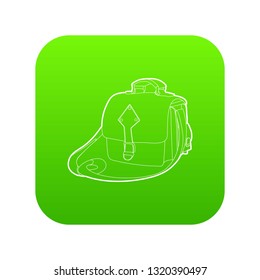 Postal bag icon green vector isolated on white background