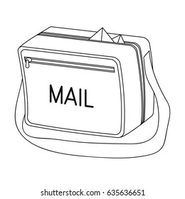 Postal bag.Mail and postman single icon in outline style vector symbol stock illustration web.