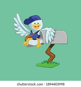 Postal Bird, Postal pigeon, Vector.