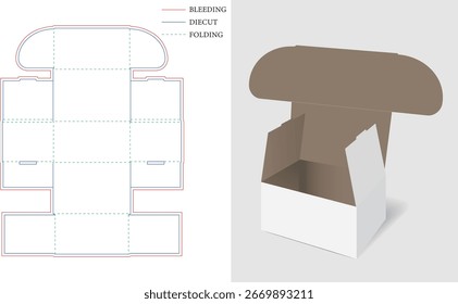 Caja postal de Plantilla troquelada con maqueta