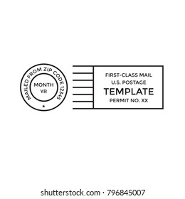 Postal Cancellation First Class Mail W Postage Paid Mark