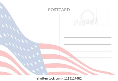 Postal card with american flag on background