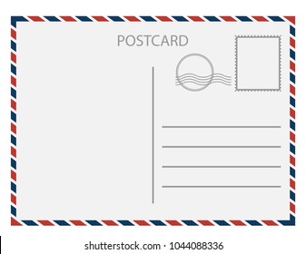 Postal card  isolated on white background. Vector illustration. Eps 10.