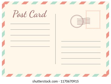 Postal card isolated on white background. Vector stock illustration