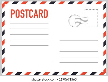 Postal card isolated on white background. Vector stock illustration