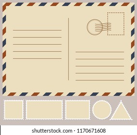 Postal card isolated on white background. Vector stock illustration