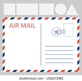 Postal card isolated on white background. Vector stock illustration