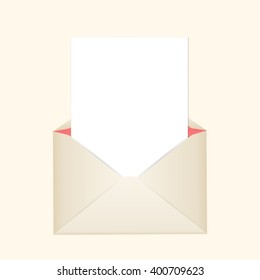 Postal clean envelope with piece of paper for greeting cards or for your wedding invitations or thank you cards. 