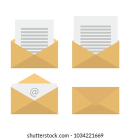 Postal concept. Set of mail message icons, postal envelope. Modern cartoon vector illustration in a flat style isolated on white background for labels, web, mobile app.