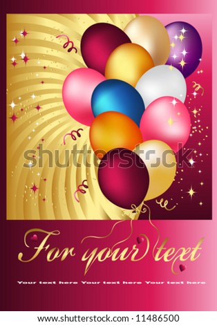 Postal Copula of wonderful balloons. Vector Design.