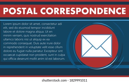 Postal correspondence. Fast delivery by mail. Express service. Vector illustration. Banner, poster. Flat style. No gradient. Art