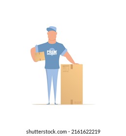 The postal courier. The style is cartoonish. Illustration in vector
