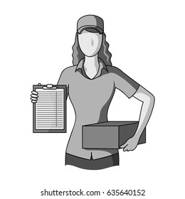 Postal courier.Mail and postman single icon in monochrome style vector symbol stock illustration web.