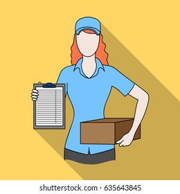 Postal courier.Mail and postman single icon in flat style vector symbol stock illustration web.
