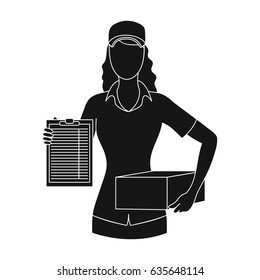 Postal courier.Mail and postman single icon in black style vector symbol stock illustration web.