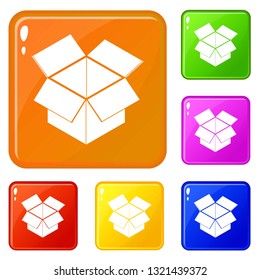 Postal delivery box icons set collection vector 6 color isolated on white background