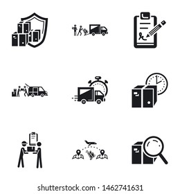 Postal delivery icon set. Simple set of 9 postal delivery vector icons for web design isolated on white background