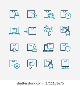 Conjunto de iconos de línea de entrega postal