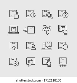 Conjunto de iconos de línea de entrega postal