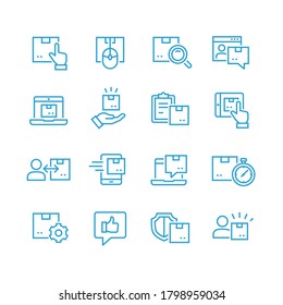Conjunto de iconos de línea de entrega postal