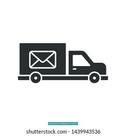 Postal Delivery Truck, Shipping Icon Vector Illustration Logo Template For Website Or Mobile App