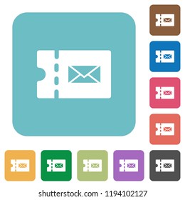 Postal discount coupon white flat icons on color rounded square backgrounds