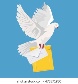 postal dove, pigeon, vector illustration