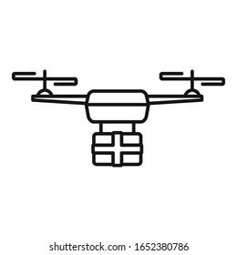 Postal drone delivery icon. Outline postal drone delivery vector icon for web design isolated on white background