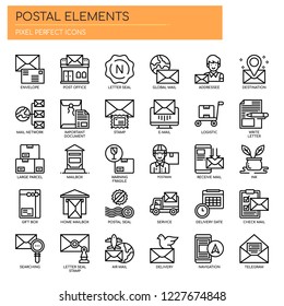 Postal Elements , Thin Line and Pixel Perfect Icons