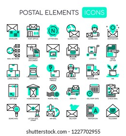 Postal Elements , Thin Line and Pixel Perfect Icons