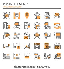 Postal Elements , Thin Line and Pixel Perfect Icons
