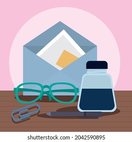 postal envelope and accessories icons