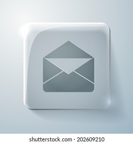 postal envelope. Glass square icon with highlights