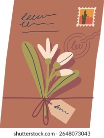 Ilustração de vetor de design de herbário de envelope postal