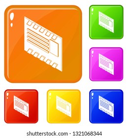 Postal envelope icons set collection vector 6 color isolated on white background