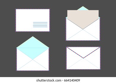 A postal envelope, a letter. Closed open.Vector illustration.