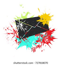 Postal envelope on white background with color spots. Grunge vector illustration