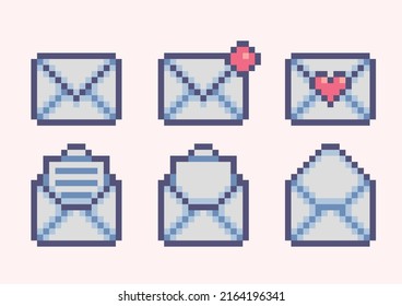 Postal Envelope Pixel Art Set Mail Stock Vector (Royalty Free ...