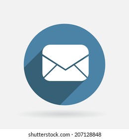 postal envelope sign. Circle blue icon with shadow.