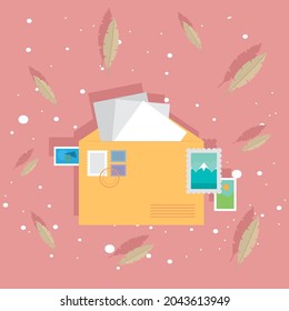 iconos de sobre postal y sellos