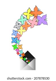 Postal envelope with varicolored butterflies