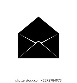 Postal envelope vector icon. Illustration of post mail pictogram. Black and white silhouette of symbol message email.